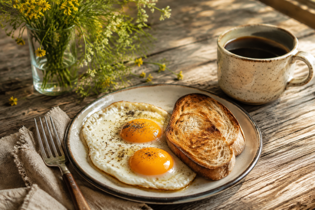 AI illustration: Rustic breakfast café still life