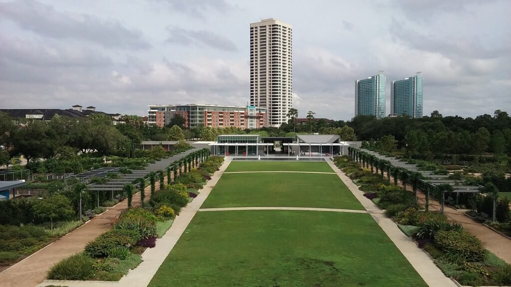 Paths and lawns in McGovern Centennial Gardens