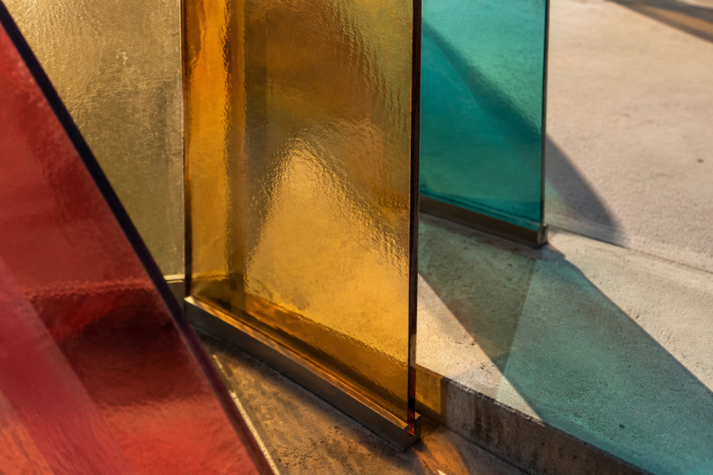 Colored glass and geometric shadows — conceptual art illustration