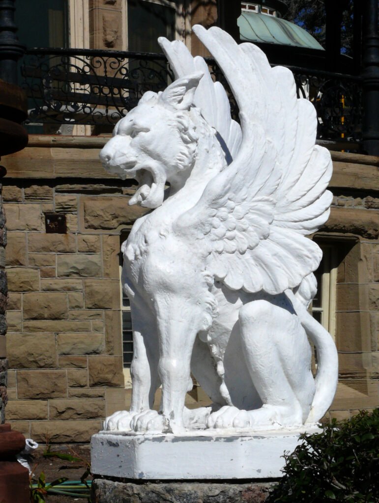 Winged Lion of St. Mark sculpture outside Bishop’s Palace